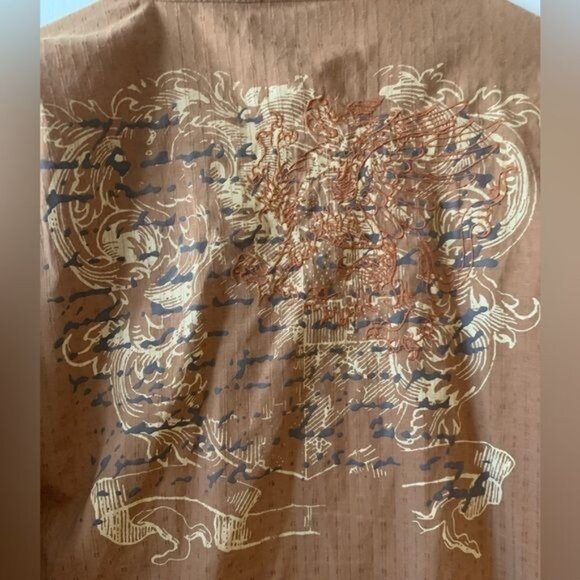 Franky Max Original Mens Button-Up Shirt Brown With Graphic Print Long Sleeve Co - Picture 5 of 6